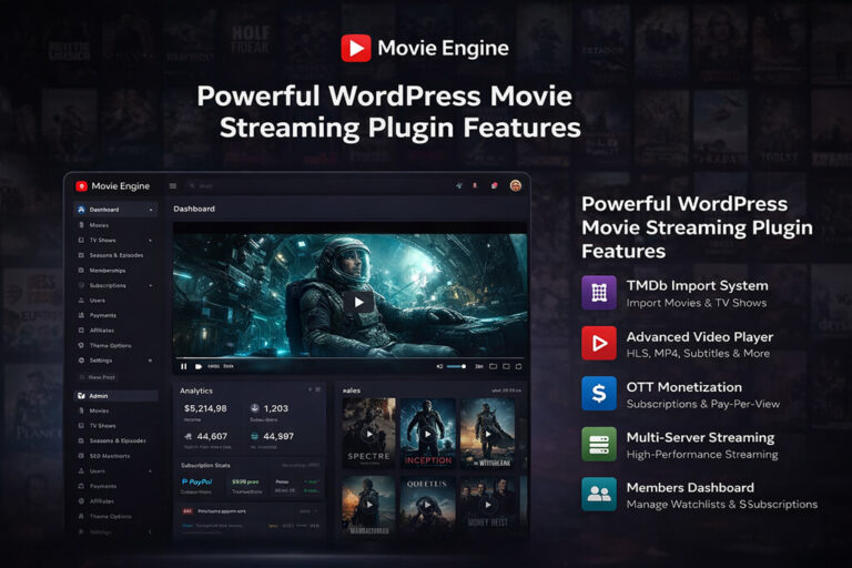 WordPress Movie Streaming Plugin Features WordPress OTT Plugin Pricing