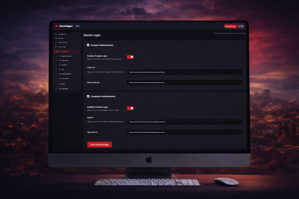 MovieEngine - social logins